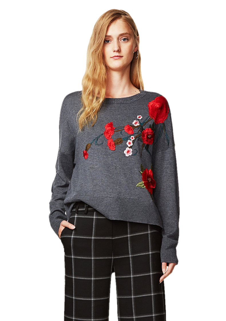 FLOWER PATCH PULLOVER SWEATER