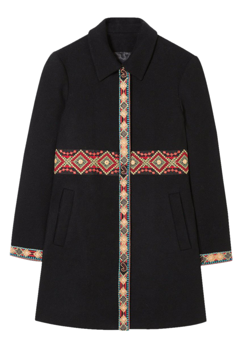 Exotic embroidery woolen coat